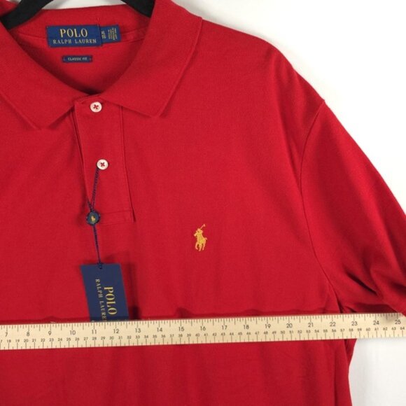 NWT POLO RALPH LAUREN CLASSIC FIT Red Mesh Polo Shirt 100% COTTON Size XL - Picture 6 of 9